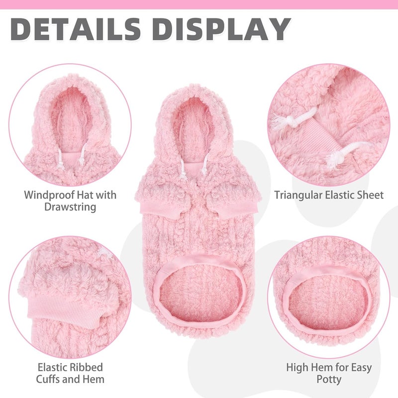 KOOLTAIL Fleece Dog Sweater Hoodie for Small Medium Large Dogs - Super Soft Fall Dog Clothes Hat Hooded Sweatshirt with Leash Hole, Warm Winter Cold Weather Pet Coat for Puppy Cats Girl Female Pink M - Image 5